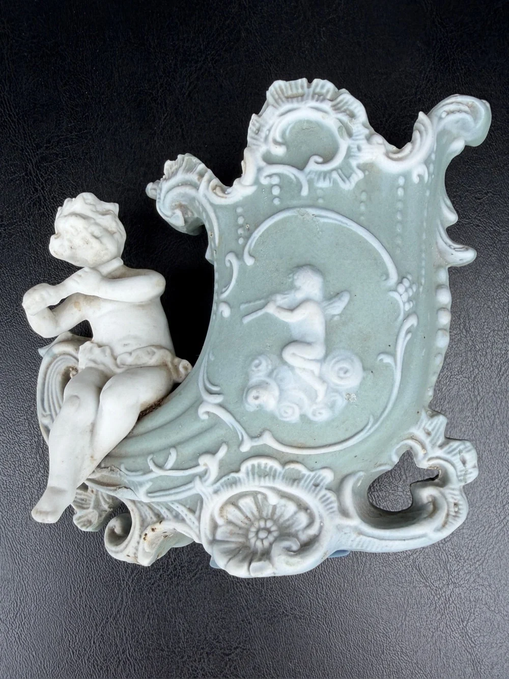 VINTAGE Rococo Cherub Bisque Vase